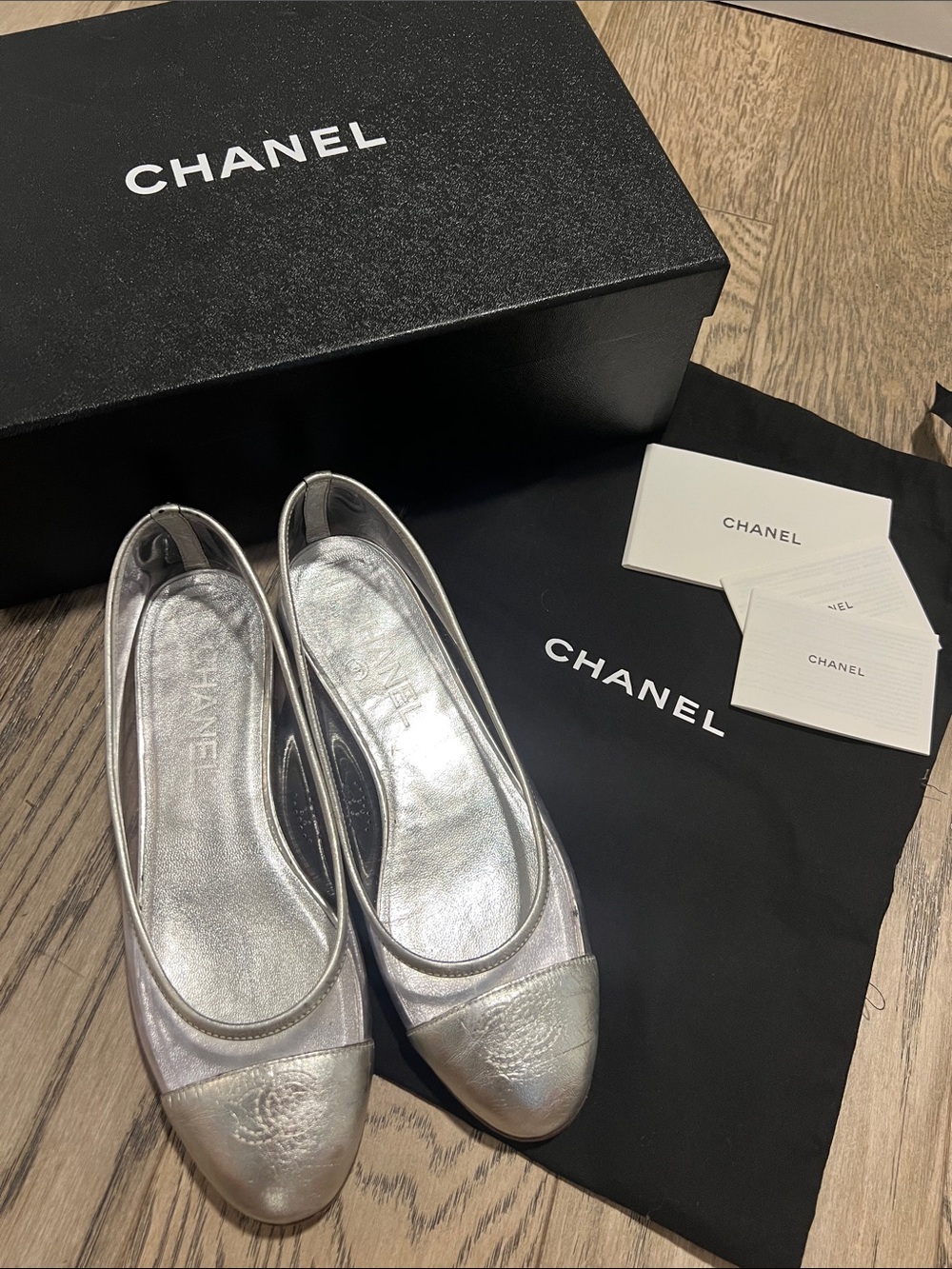 Chanel Interlocking CC Logo PVC Ballet Flats